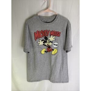 Disney‎ Mickey Mouse Short Sleeve Graphic Print T-shirt Men's Large Gray